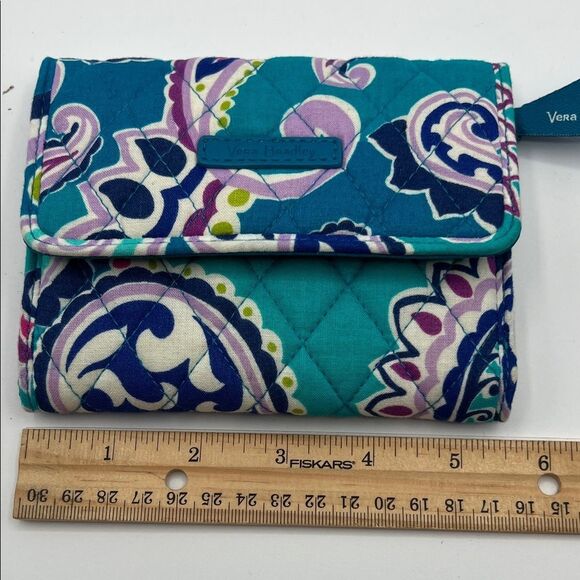 Vera Bradley Waikiki Paisley Teal and Purple Quilted Wallet - Picture 5 of 5